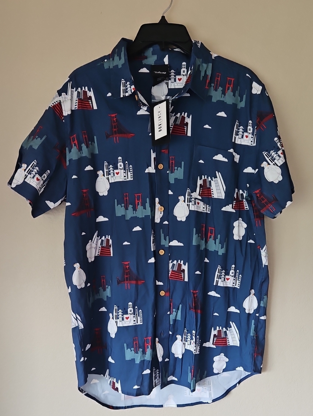 NWT BOXLUNCH Disney Big Hero 6 Button Down Large